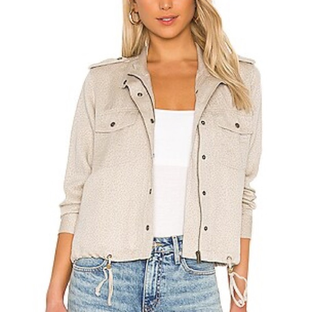 Rails Collins Linen Blend Utility Jacket White Mini Cheetah print size S